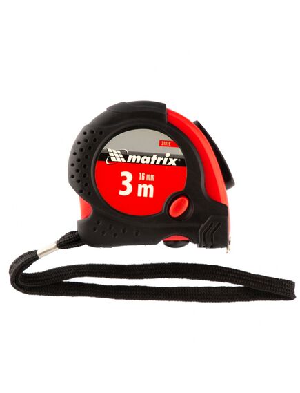 Рулетка 3 м х 16 мм Status Magnet fixation обрезиненный корпус зацеп с магнитом MATRIX 31019, фото , изображение 2 - Метэкс