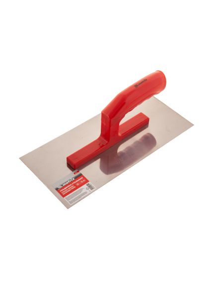 Гладилка стальная 280 х 130 мм зеркальная полировка пластмассовая ручка MATRIX 86774, фото , изображение 3 - Метэкс