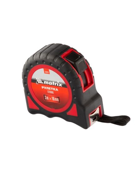 Рулетка 3 м х 16 мм Strong обрезиненный корпус MATRIX 31078, фото , изображение 5 - Метэкс