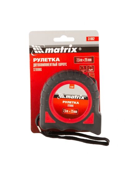 Рулетка 7,5 м х 25 мм Strong обрезиненный корпус MATRIX 31082, фото , изображение 3 - Метэкс