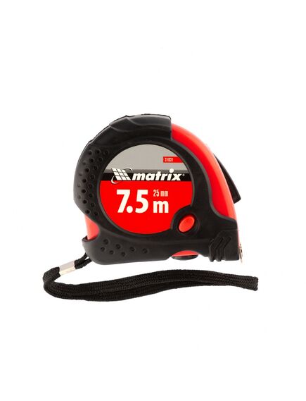 Рулетка 7,5 м х 25 мм Status Magnet fixation обрезиненный корпус зацеп с магнитом MATRIX 31031, фото , изображение 2 - Метэкс