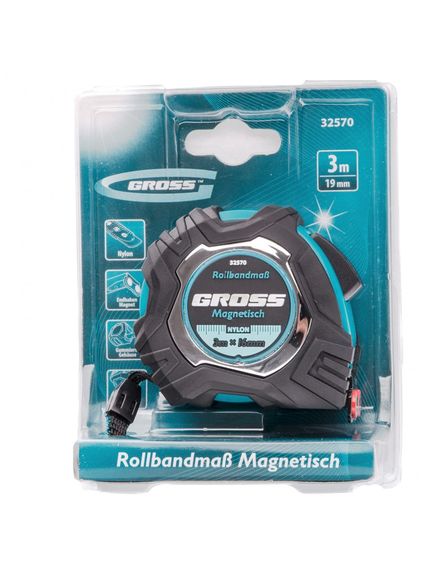 Рулетка 3 м х 16 мм Magnetisch обрезиненый корпус автоматическая фиксация GROSS 32570, фото , изображение 4 - Метэкс