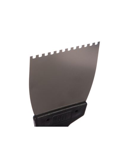 Шпатель из нержавеющей стали 100 мм зуб 4 х 4 мм пластмассовая ручка СИБРТЕХ 85453, фото , изображение 3 - Метэкс