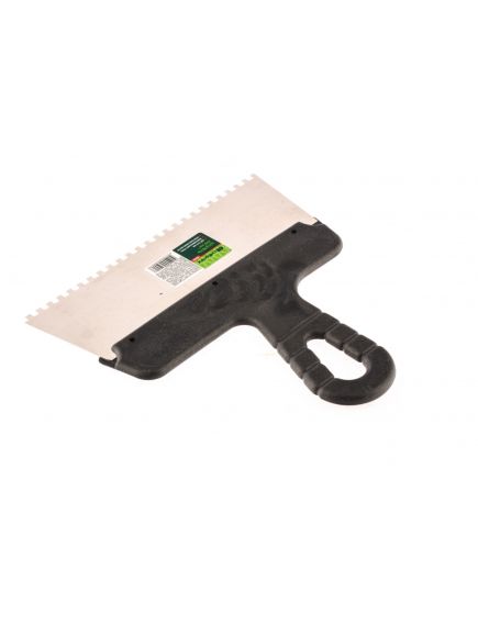 Шпатель из нержавеющей стали 200 мм зуб 4 х 4 мм пластмассовая ручка СИБРТЕХ 85456, фото , изображение 2 - Метэкс