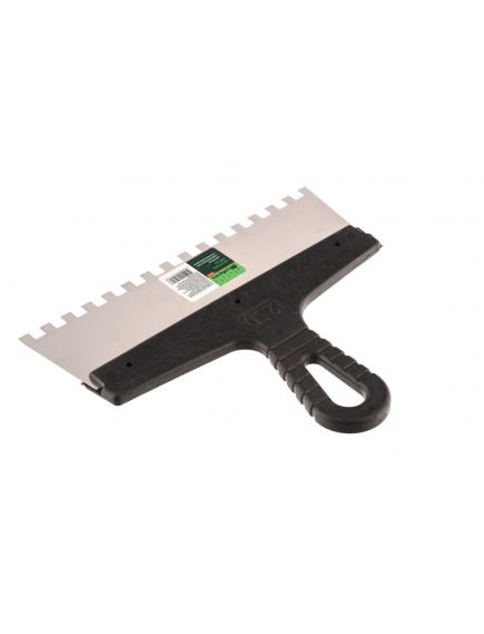 Шпатель из нержавеющей стали 250 мм зуб 8x8 мм пластмассовая ручка СИБРТЕХ 85474, фото , изображение 3 - Метэкс