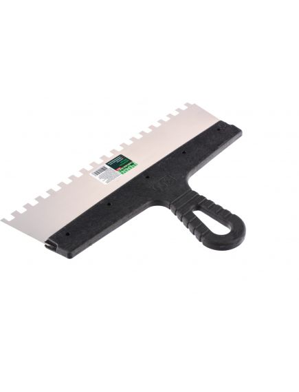 Шпатель из нержавеющей стали 300 мм зуб 8x8 мм пластмассовая ручка СИБРТЕХ 85476, фото , изображение 2 - Метэкс