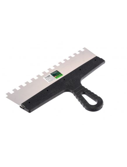 Шпатель из нержавеющей стали 300 мм зуб 10х10 мм пластмассовая ручка СИБРТЕХ 85501, фото , изображение 4 - Метэкс