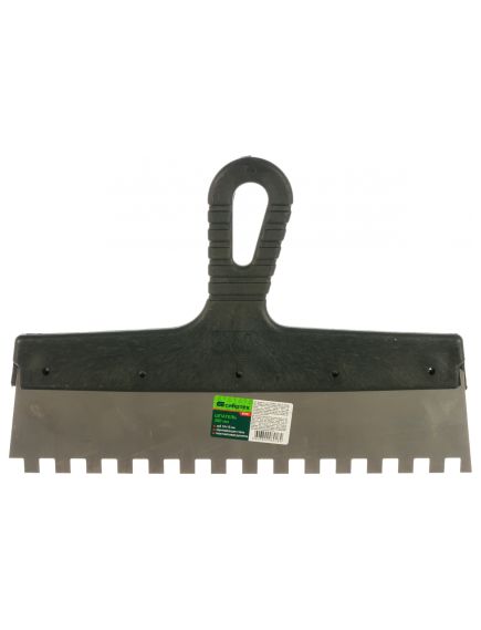 Шпатель из нержавеющей стали 300 мм зуб 10х10 мм пластмассовая ручка СИБРТЕХ 85501, фото , изображение 3 - Метэкс