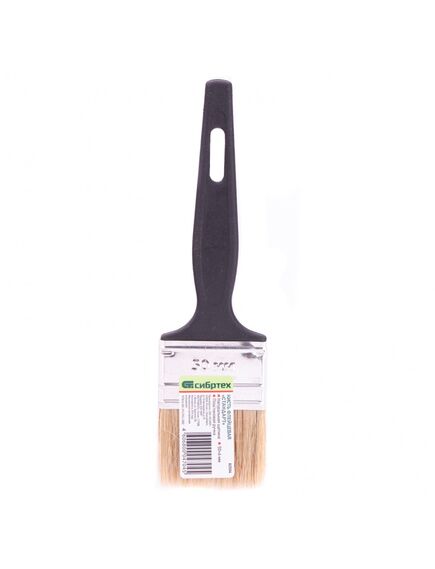 Кисть флейцевая "Стандарт" 50 х 6 мм натуральная щетина пластиковая ручка СИБРТЕХ 82504, фото , изображение 4 - Метэкс