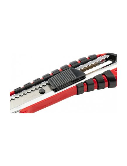 Нож 18 мм выдвижное лезвие металлическая направляющая двухкомпонентная рукоятка MATRIX 78938, фото , изображение 2 - Метэкс