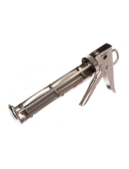 Пистолет для герметика 310 мл "полуоткрытый" хромированный зубчатый шток 7 мм MATRIX 88640, фото  - Метэкс