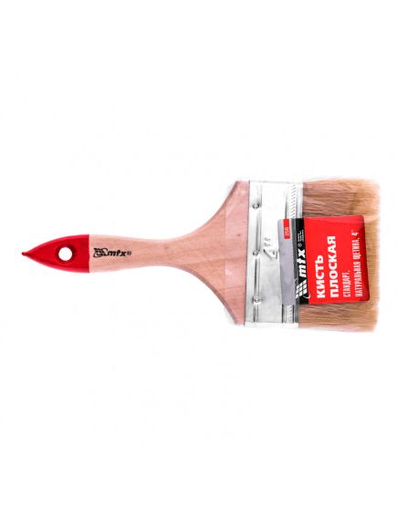 Кисть плоская "Стандарт" 4" 100 мм натуральная щетина MTX 82545, фото , изображение 4 - Метэкс