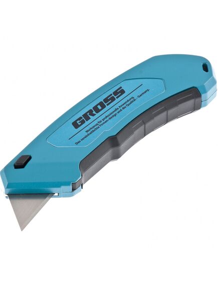 Нож 130 мм алюминиевый корпус выдвижное трапецевидное лезвие 18 мм GROSS 78899, фото , изображение 2 - Метэкс