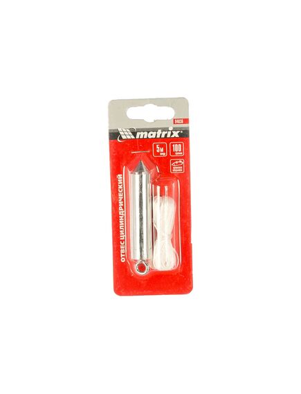 Отвес цилиндрический 100 г шнур 5 м MATRIX 84836, фото , изображение 2 - Метэкс