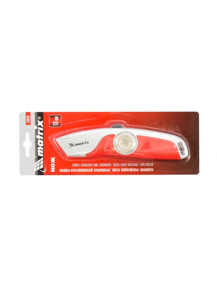 Нож 18 мм выдвижное трапециевидное лезвие эргономичная рукоятка MATRIX 78926, фото , изображение 3 - Метэкс