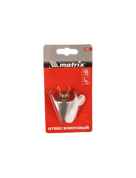 Отвес конусный 100 г шнур 5 м MATRIX 84831, фото , изображение 2 - Метэкс