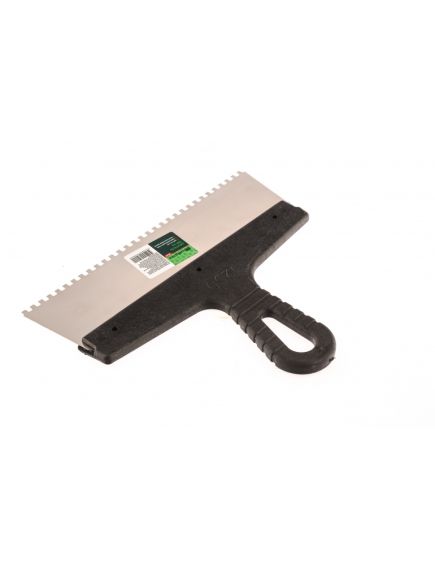 Шпатель из нержавеющей стали 250 мм зуб 4 x 4 мм пластмассовая ручка СИБРТЕХ 85457, фото , изображение 3 - Метэкс