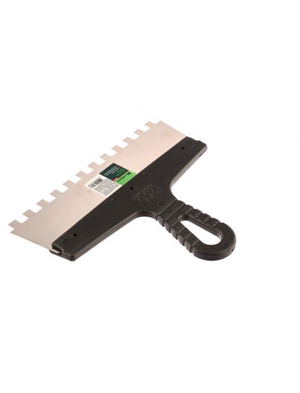 Шпатель из нержавеющей стали 250 мм зуб 10 х 10 мм пластмассовая ручка СИБРТЕХ 85500, фото , изображение 3 - Метэкс