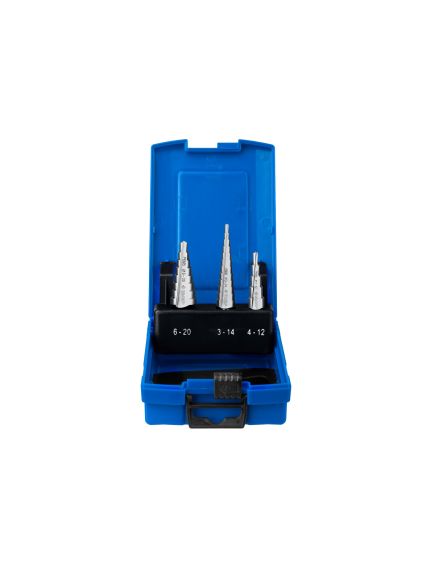 Набор ступенчатых сверл 3 шт 3-20 мм по сталям и цветным металлам Р6М5 ЗУБР 29670-3-20-H3_z01, фото , изображение 6 - Метэкс