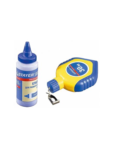 Шнур нейлоновый разметочный D 1,5 мм 30 м с синей краской STAYER 2-06383-H2, фото , изображение 2 - Метэкс