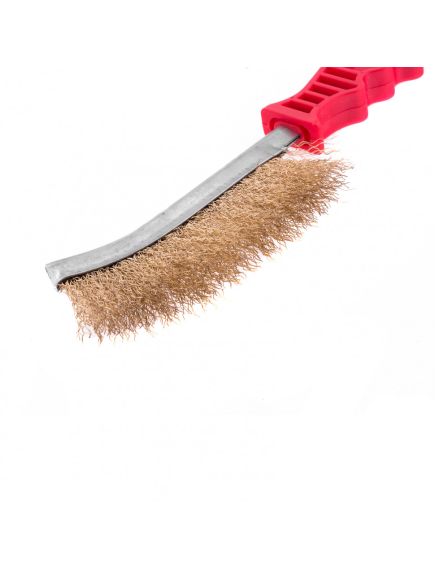 Щетка металлическая латунированная пластиковая ручка MATRIX 74827, фото , изображение 2 - Метэкс