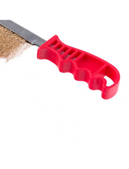 Щетка металлическая латунированная пластиковая ручка MATRIX 74827, фото , изображение 3 - Метэкс