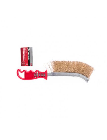 Щетка металлическая латунированная пластиковая ручка MATRIX 74827, фото , изображение 4 - Метэкс