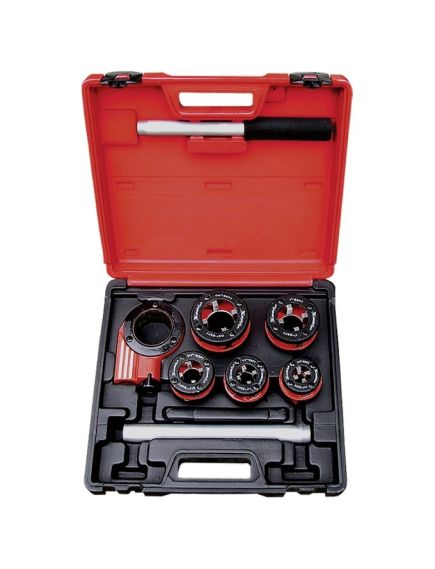 Набор клуппов 1/4-1/2-3/4-1-1,25"+ плашкодержатель с трещоткой 8 предметов MATRIX 77332, фото , изображение 5 - Метэкс