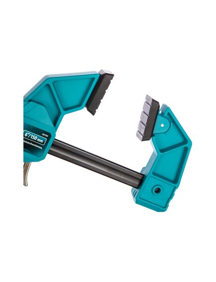 Струбцина реечная быстрозажимная 150 мм пистолетного типа пошаговый механизм GROSS 20700, фото , изображение 2 - Метэкс