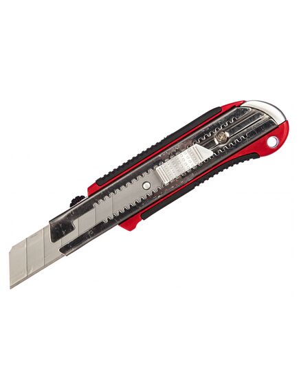 Нож 25 мм выдвижное лезвие усиленная металлическая направляющая обрезиненная рукоятка MATRIX 78959, фото , изображение 2 - Метэкс