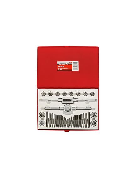 Набор метчиков и плашек 36 предметов 9ХС MATRIX 77339, фото , изображение 2 - Метэкс