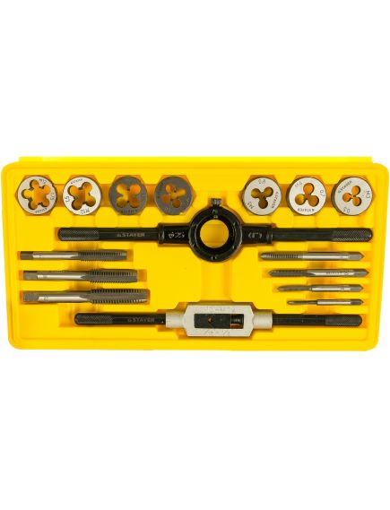 Набор метчиков и плашек 16 предметов 9ХС STAYER 28010-Н16, фото , изображение 2 - Метэкс