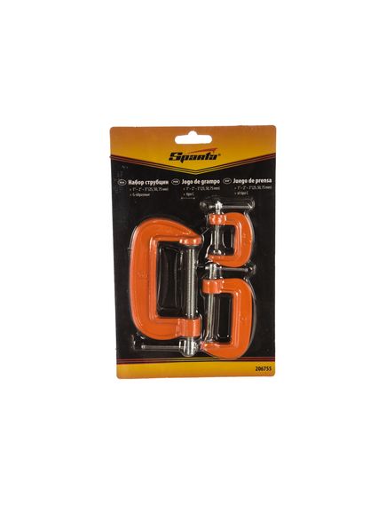 Набор струбцин G-образных 3 шт 25-50-75 мм SPARTA 206755, фото , изображение 3 - Метэкс