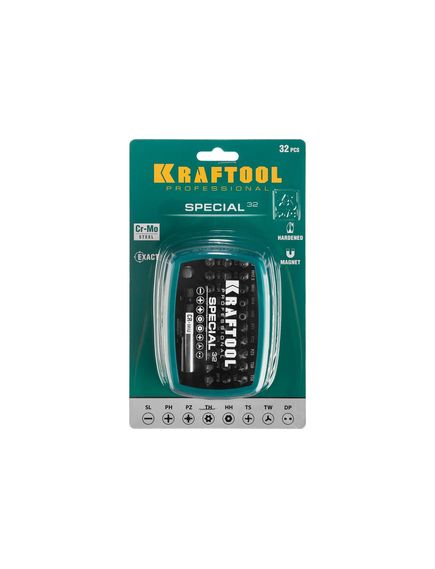Набор бит специальных с адаптером 32 шт KRAFTOOL 2610-H32, фото , изображение 6 - Метэкс