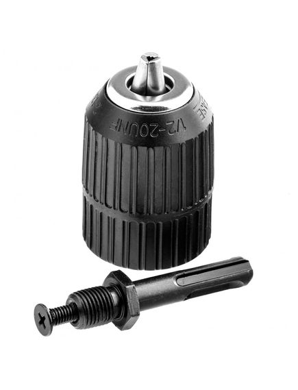 Патрон для дрели быстрозажимной 2-13 мм 1/2 + адаптер SDS PLUS СИБРТЕХ 168097, фото , изображение 5 - Метэкс