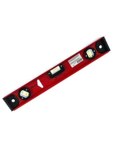 Уровень алюминиевый усиленный 400 мм "Рельс", 3 глазка MATRIX 34004, фото , изображение 2 - Метэкс