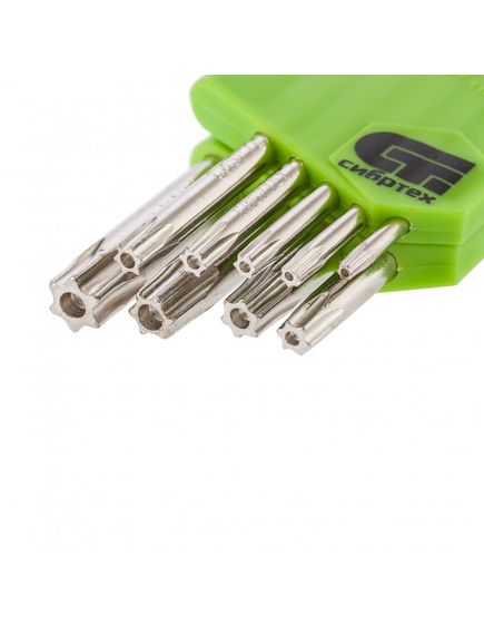 Набор ключей имбусовых TORX-TAMPER T10-T50 9 шт закаленные короткие СИБРТЕХ 12321, фото , изображение 2 - Метэкс