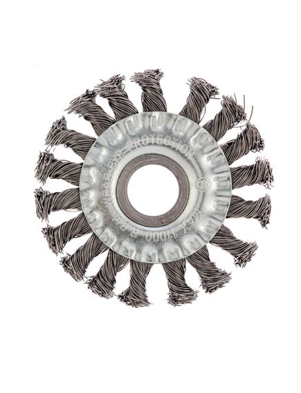 Щетка для УШМ 100 мм посадка 22,2 мм плоская крученая проволока 0,5 мм СИБРТЕХ 746307, фото , изображение 2 - Метэкс