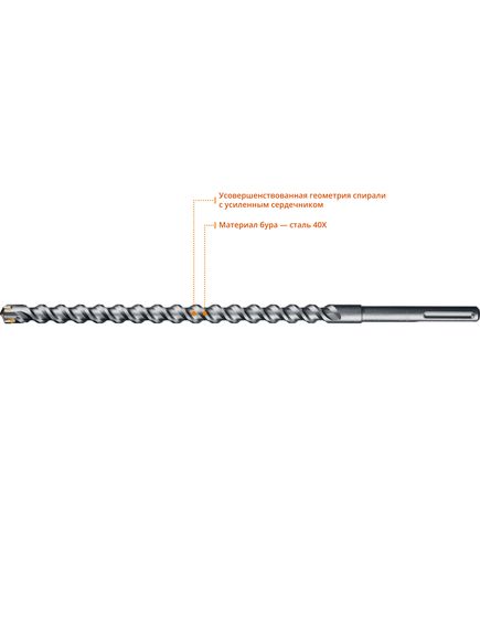 Бур по бетону 25 х 520 мм SDS MAX ЗУБР 29350-520-25_z01, фото , изображение 2 - Метэкс