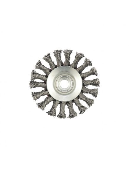 Щетка для УШМ 100 мм М14 "тарелка" крученая проволока 0,5 мм MATRIX 74609, фото , изображение 3 - Метэкс