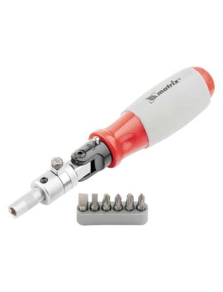 Отвертка реверсивная поворотная головка набор бит 6 шт MATRIX 11548, фото , изображение 2 - Метэкс