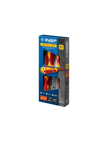 Набор диэлектрических отверток до 1000В 5 шт тестер до 250В ЗУБР 25265, фото , изображение 2 - Метэкс