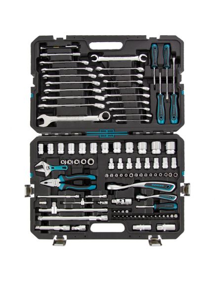 Набор инструментов 1/2", 1/4" пластиковый кейс 101 предмет 120 зубьев GROSS 14151, фото , изображение 2 - Метэкс