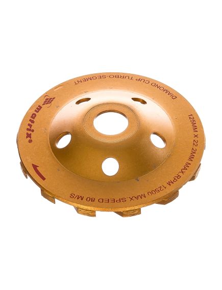 Чашка алмазная зачистная 125 мм турбо-сегментная MATRIX 72988, фото , изображение 2 - Метэкс