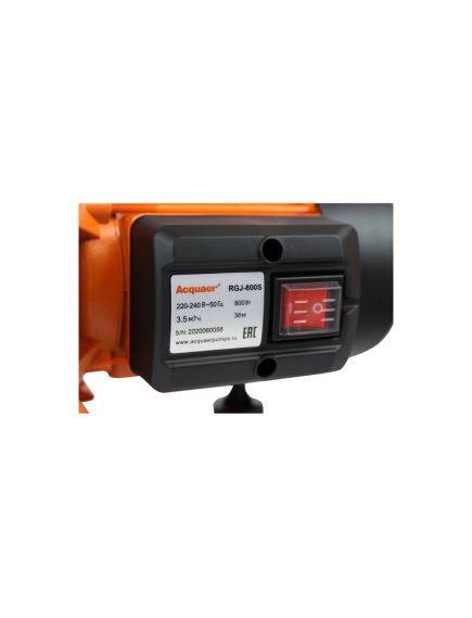 Насос поверхностный (800 Вт, 58 л/мин, напор 38 м) ACQUAER RGJ-800S (7.5.132), фото , изображение 8 - Метэкс