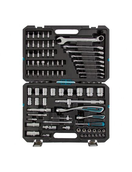 Набор инструментов 1/2", 1/4" 82 предмета 120 зубьев GROSS 14149, фото , изображение 3 - Метэкс