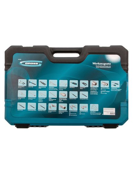 Набор инструментов 1/2", 1/4" пластиковый кейс 115 предметов 120 зубьев GROSS 14152, фото , изображение 5 - Метэкс