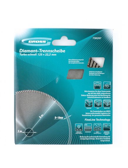 Диск алмазный 125 х 22,2 мм турбо сухая резка GROSS 730297, фото , изображение 4 - Метэкс