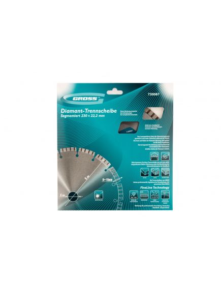 Диск алмазный 230 х 22,2 мм турбо-сегментный лазерная приварка сухая резка GROSS 730087, фото , изображение 4 - Метэкс
