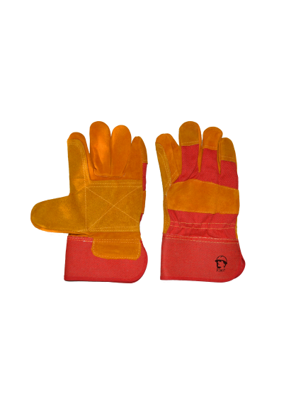 Перчатки спилковые комбинированные усиленные желтый/красный РОСМАРКА Р2007, фото  - Метэкс